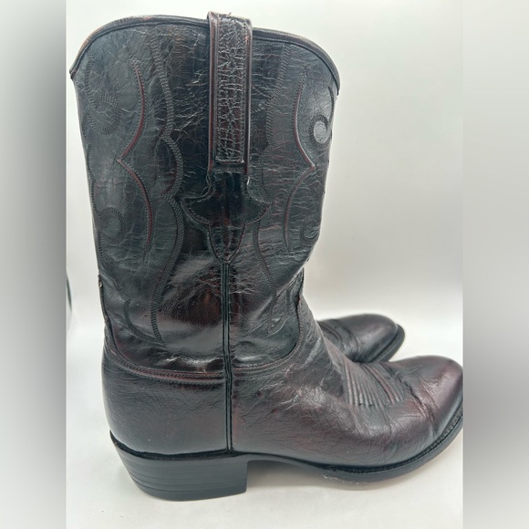Lucchese L3653 vintage exotic Leather cowboy boot Cherry black Western M 8.5 - Picture 9 of 17